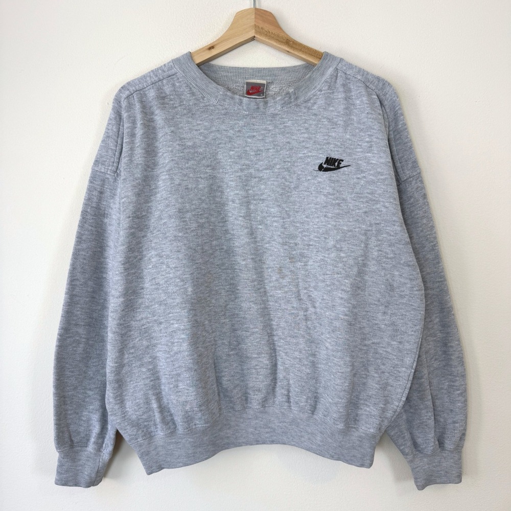 Vintage 80's Nike Swoosh Logo‎ Grey Sweatshirt - Small